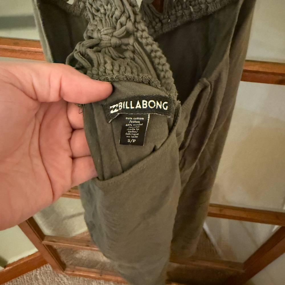 Billabong Olive Sleeveless Boho Crochet Midi Dress - Size Small - Picture 4 of 4